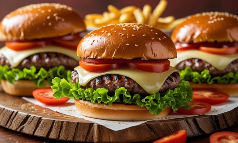 Grilling the perfect hamburger with juicy beef patty and melting cheese.